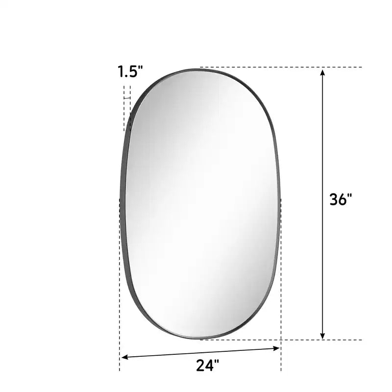 Miroir de courtoisie de salle de bain ovale rectangulaire mat 24 x 36, miroir mural au-dessus de l'évier avec verre trempé HD et cadre en aluminium résistant à la rouille