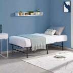 VECELO Cadre de lit pliable moderne Cadre de lit simple en métal pliable 14 pouces de hauteur, rangement sous le lit, montage facile, noir