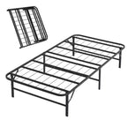 VECELO Cadre de lit pliable moderne Cadre de lit simple en métal pliable 14 pouces de hauteur, rangement sous le lit, montage facile, noir