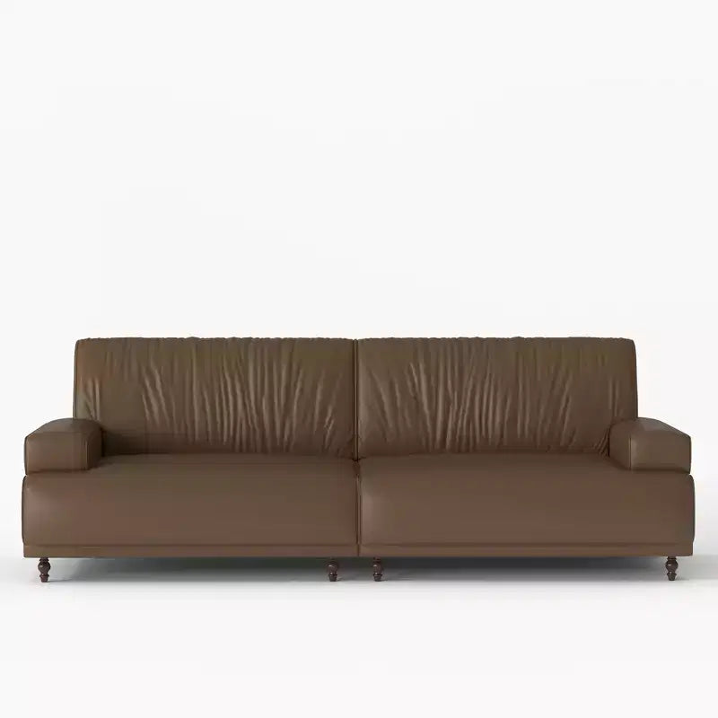Gaoyangjiaju Canapé moderne médiéval en cuir de 219,5 cm avec cadre et pieds en bois massif