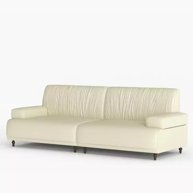 Gaoyangjiaju 86.4 inch leather medieval modern sofa with solid wood frame and feet