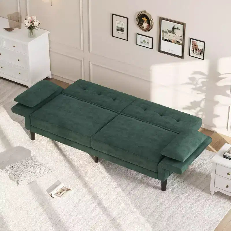 89 canapé futon, canapé-lit moderne avec dossier et accoudoirs réglables, canapé-lit futon convertible avec 2 oreillers pour salon, chambre à coucher