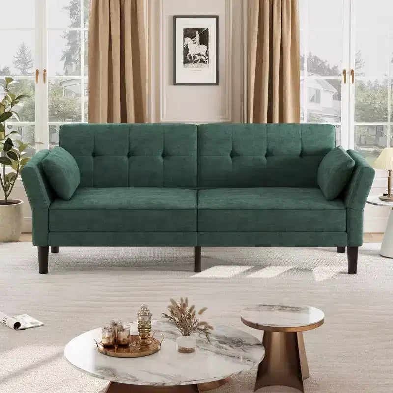 89 canapé futon, canapé-lit moderne avec dossier et accoudoirs réglables, canapé-lit futon convertible avec 2 oreillers pour salon, chambre à coucher