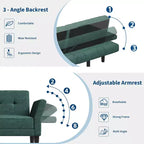 89 canapé futon, canapé-lit moderne avec dossier et accoudoirs réglables, canapé-lit futon convertible avec 2 oreillers pour salon, chambre à coucher