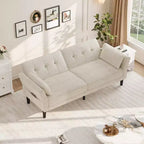 89 canapé futon, canapé-lit moderne avec dossier et accoudoirs réglables, canapé-lit futon convertible avec 2 oreillers pour salon, chambre à coucher
