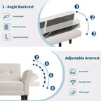 89 canapé futon, canapé-lit moderne avec dossier et accoudoirs réglables, canapé-lit futon convertible avec 2 oreillers pour salon, chambre à coucher