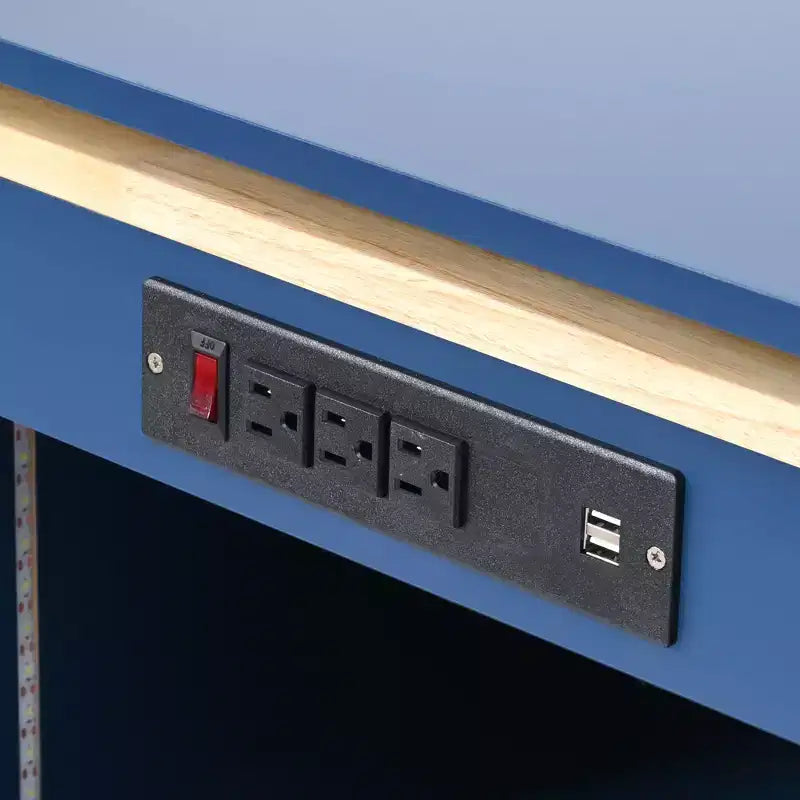 Îlot de cuisine roulant avec table extensible, îlot de cuisine sur roulettes avec lumières LED, prises électriques, 2 portes en verre cannelé