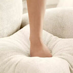 Canapé d'angle et pouf Cloud - Chenille moelleuse, mousse haute densité capitonnée, canapé d'angle compact pour salon