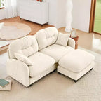 Canapé d'angle et pouf Cloud - Chenille moelleuse, mousse haute densité capitonnée, canapé d'angle compact pour salon