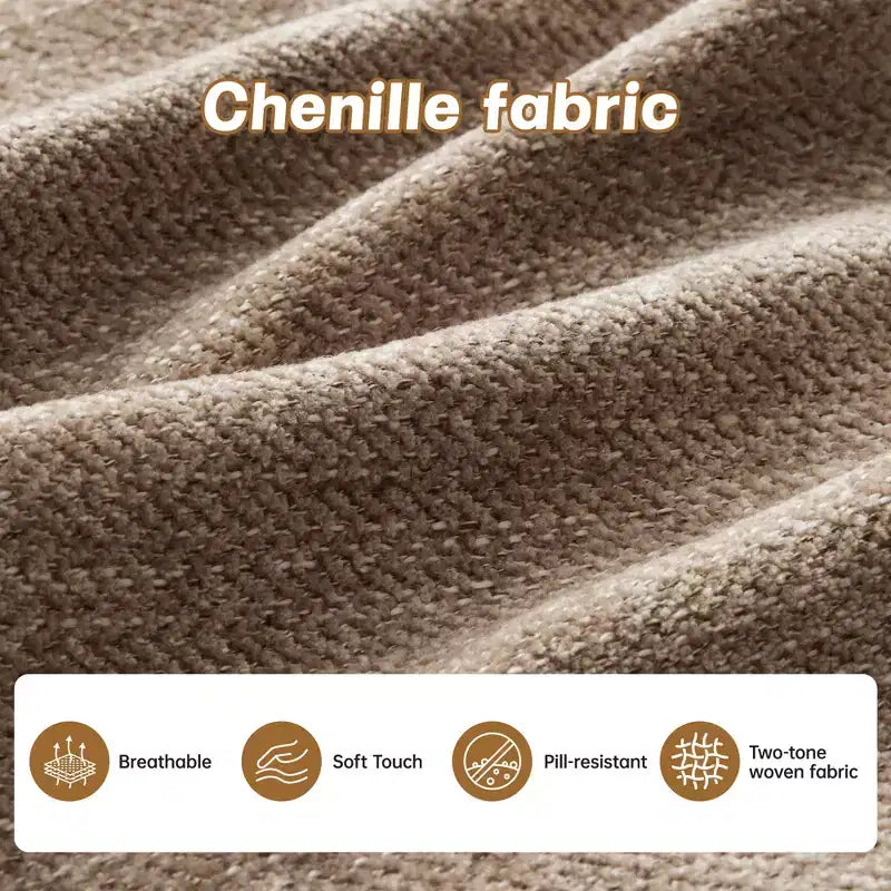 Canapé d'angle et pouf Cloud - Chenille moelleuse, mousse haute densité capitonnée, canapé d'angle compact pour salon