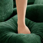 Canapé d'angle et pouf Cloud - Chenille moelleuse, mousse haute densité capitonnée, canapé d'angle compact pour salon