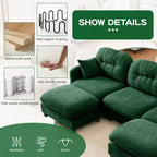Canapé d'angle et pouf Cloud - Chenille moelleuse, mousse haute densité capitonnée, canapé d'angle compact pour salon