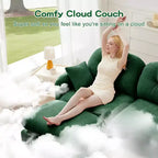 Canapé d'angle et pouf Cloud - Chenille moelleuse, mousse haute densité capitonnée, canapé d'angle compact pour salon