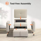 Dyonery 42.5 Canapé-lit convertible avec lit gigogne, fauteuil inclinable 3-en-1 avec dossier réglable, ports USB et tablette latérale