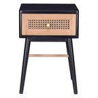 COZAYH Table de chevet moderne 2 tiroirs pour chambre à coucher, Table d'appoint avec rangement à compartiment unique et façade en motif tressé, Noir