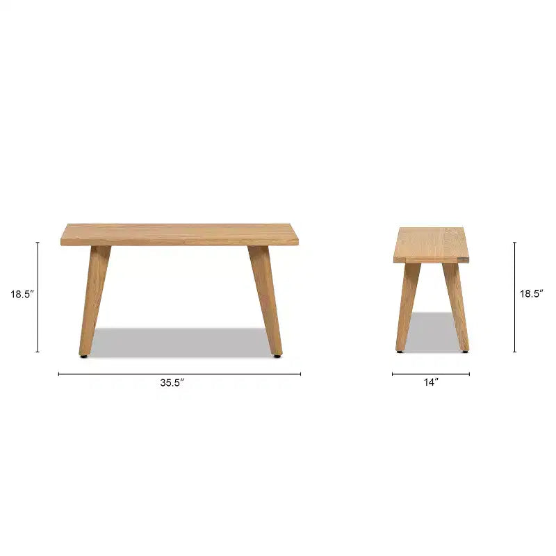 Banc en bois de chêne rouge massif Jennifer Taylor Home Capri 35,5 po