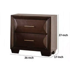 Table de chevet Royal Hampton, 2 tiroirs, bois massif brun expresso, 68,5 cm