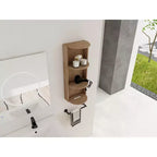 Étagère de rangement murale de salle de bain de 75 cm, conception à montage flottant à 3 niveaux, petit meuble latéral pour ranger un sèche-cheveux et un distributeur de mouchoirs