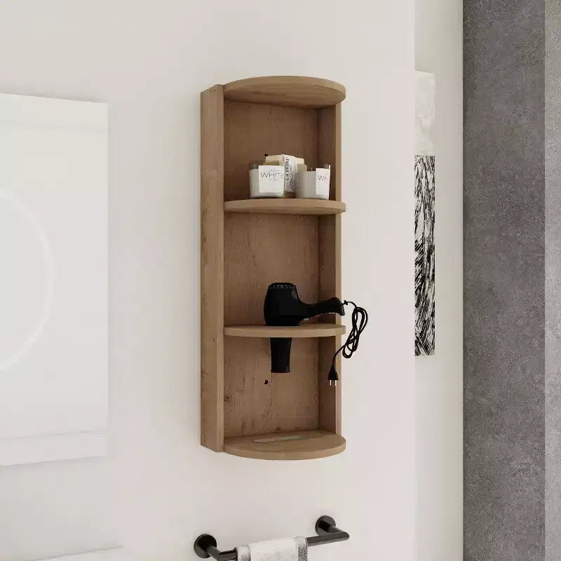 29.5in Bathroom Wall-Mounted Storage Rack, 3-Tier Float Mounting Design, Small Side Cabinet for Placing a Hairdryer and Holding a Tissue Box