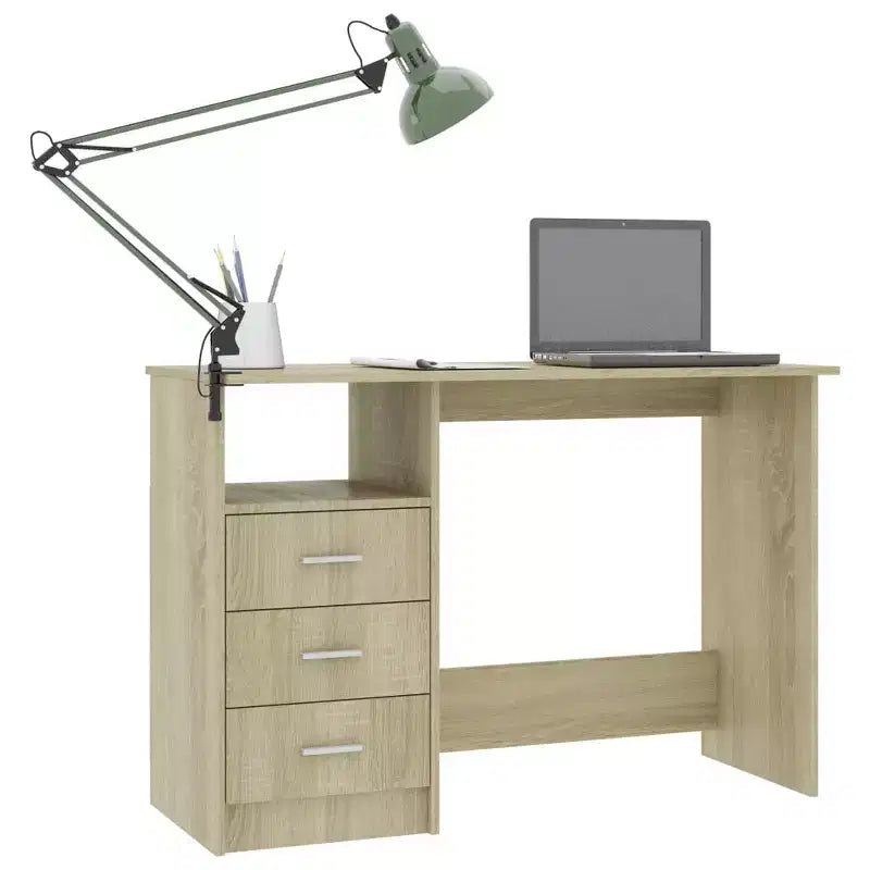 Bureau d'ordinateur de taille moyenne en bois d'ingénierie chêne Sonoma