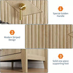 2 tables de chevet cannelées en bois, commode à 3 tiroirs de 69,85 cm de large, tables de nuit modernes, commode de chambre à coucher, salon