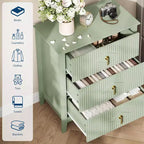 2 tables de chevet cannelées en bois, commode à 3 tiroirs de 69,85 cm de large, tables de nuit modernes, commode de chambre à coucher, salon