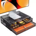2 Tier Monitor Stand, Metal Monitor Riser with Drawer, Desk Organizer, Monitor Stand with Storage, Desktop Computer Stand for PC, Laptop, Printer