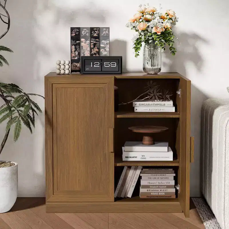 Meuble de rangement haut de 79 cm imitation bois, couleur blanche, avec 2 portes en bois massif pour chambre à coucher, salon/salle à manger