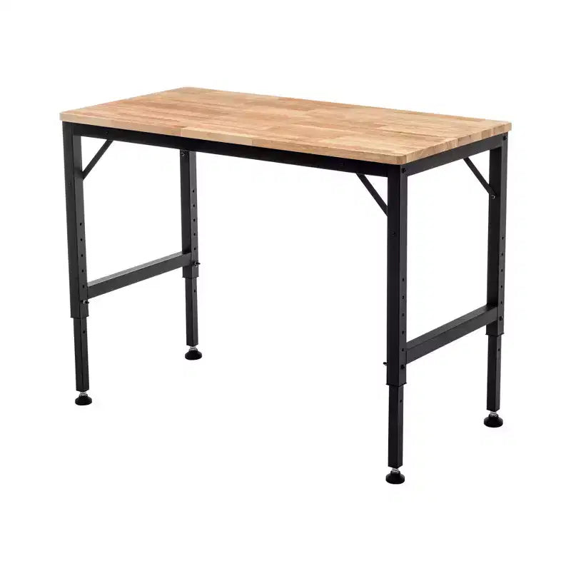 Bureau Debout Industriel Robuste Okak 48/60 Pouces, Bureau d'ordinateur Réglable avec Patins/Roues en Caoutchouc, Bureau pour Salon, Bureau, Étude