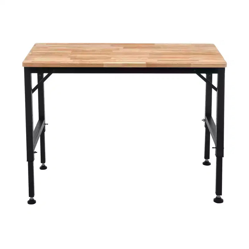 Bureau Debout Industriel Robuste Okak 48/60 Pouces, Bureau d'ordinateur Réglable avec Patins/Roues en Caoutchouc, Bureau pour Salon, Bureau, Étude