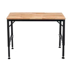Bureau Debout Industriel Robuste Okak 48/60 Pouces, Bureau d'ordinateur Réglable avec Patins/Roues en Caoutchouc, Bureau pour Salon, Bureau, Étude