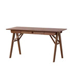 Okak 57IN Bureau d'ordinateur moderne au design élégant, bureaux à domicile avec 1 tiroir, bureau debout pour salle de lecture, chambre à coucher, bureau, noyer