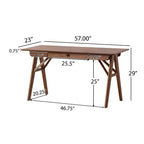 Okak 57IN Bureau d'ordinateur moderne au design élégant, bureaux à domicile avec 1 tiroir, bureau debout pour salle de lecture, chambre à coucher, bureau, noyer