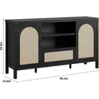 Grand buffet avec tiroirs de rangement, meuble de bar à café de 150 cm avec étagères réglables pour cuisine/salle à manger/salon