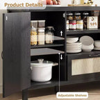 Grand buffet avec tiroirs de rangement, meuble de bar à café de 150 cm avec étagères réglables pour cuisine/salle à manger/salon