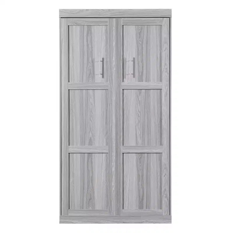 Lit Escamotable en Bois Wood Murphy, Lits Armoire Pliants Cadre de Lit Mural pour Chambre d'amis, Bureau à Domicile, Gris