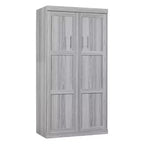 Lit Escamotable en Bois Wood Murphy, Lits Armoire Pliants Cadre de Lit Mural pour Chambre d'amis, Bureau à Domicile, Gris