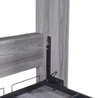 Lit Escamotable en Bois Wood Murphy, Lits Armoire Pliants Cadre de Lit Mural pour Chambre d'amis, Bureau à Domicile, Gris