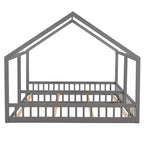 Lits plateforme en bois en forme de maison pour 2 enfants, lits jumeaux partagés pour garçons et filles