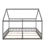 Lits plateforme en bois en forme de maison pour 2 enfants, lits jumeaux partagés pour garçons et filles