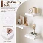 FurnitureR Lot de 3 étagères murales carrées flottantes, étagères murales rustiques en bois pour salle de bain, chambre à coucher, salon, cuisine, blanc