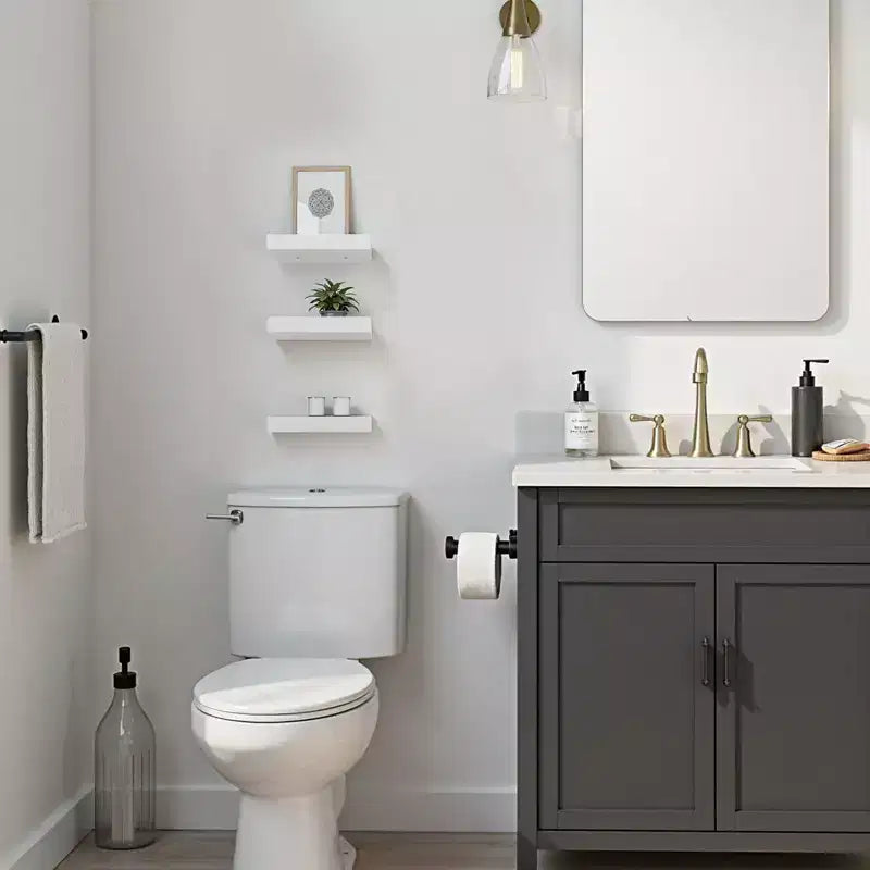 FurnitureR Lot de 3 étagères murales carrées flottantes, étagères murales rustiques en bois pour salle de bain, chambre à coucher, salon, cuisine, blanc