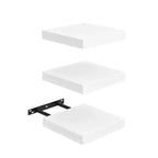 FurnitureR Lot de 3 étagères murales carrées flottantes, étagères murales rustiques en bois pour salle de bain, chambre à coucher, salon, cuisine, blanc