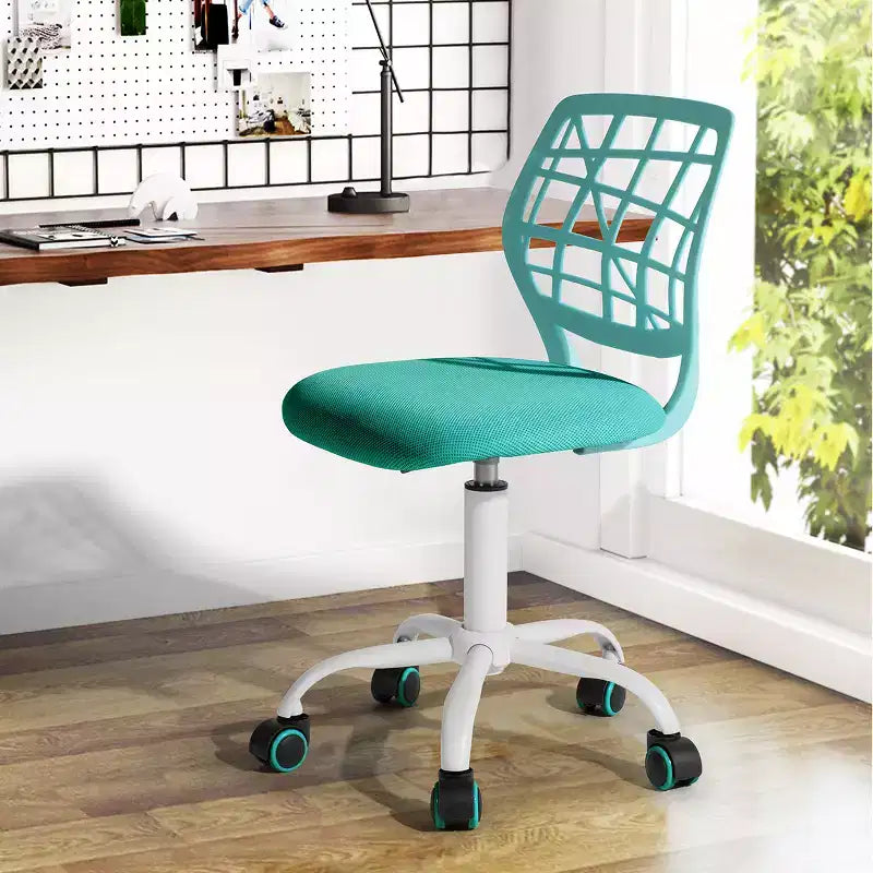 Chaise de bureau FurnitureR, chaise de bureau réglable avec dossier en plastique et coussin d'assise rembourré, chaise pivotante à roulettes, vert