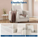 33 Canapé Beige,Fauteuil de Soutien avec Assise Rembourrée et Soutien Lombaire, Fauteuil de Lecture Confortable pour Chambre, pour Salon, Petit Appartement