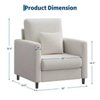 33 Canapé Beige,Fauteuil de Soutien avec Assise Rembourrée et Soutien Lombaire, Fauteuil de Lecture Confortable pour Chambre, pour Salon, Petit Appartement