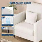 33 Canapé Beige,Fauteuil de Soutien avec Assise Rembourrée et Soutien Lombaire, Fauteuil de Lecture Confortable pour Chambre, pour Salon, Petit Appartement