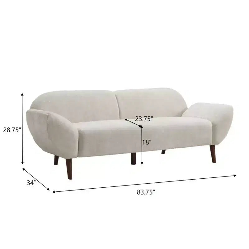 Christopher Knight Home Albertson Canapé incurvé 3 places moderne en chenille et bois d'hévéa de 83,75 po