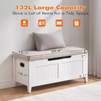 COZONY Banc de Rangement 39,4 po avec Dessus Relevable et Coussin, Banc à Chaussures en Bois pour Entrée avec 2 Charnières de Sécurité, Coffre de Rangement Charge Max. 260 lb pour Chambre à Coucher