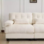 Canapé 4 places en chenille Whisen 119, canapé sectionnel et causeuse avec 2 poufs, dossier réglable, 4 coussins décoratifs